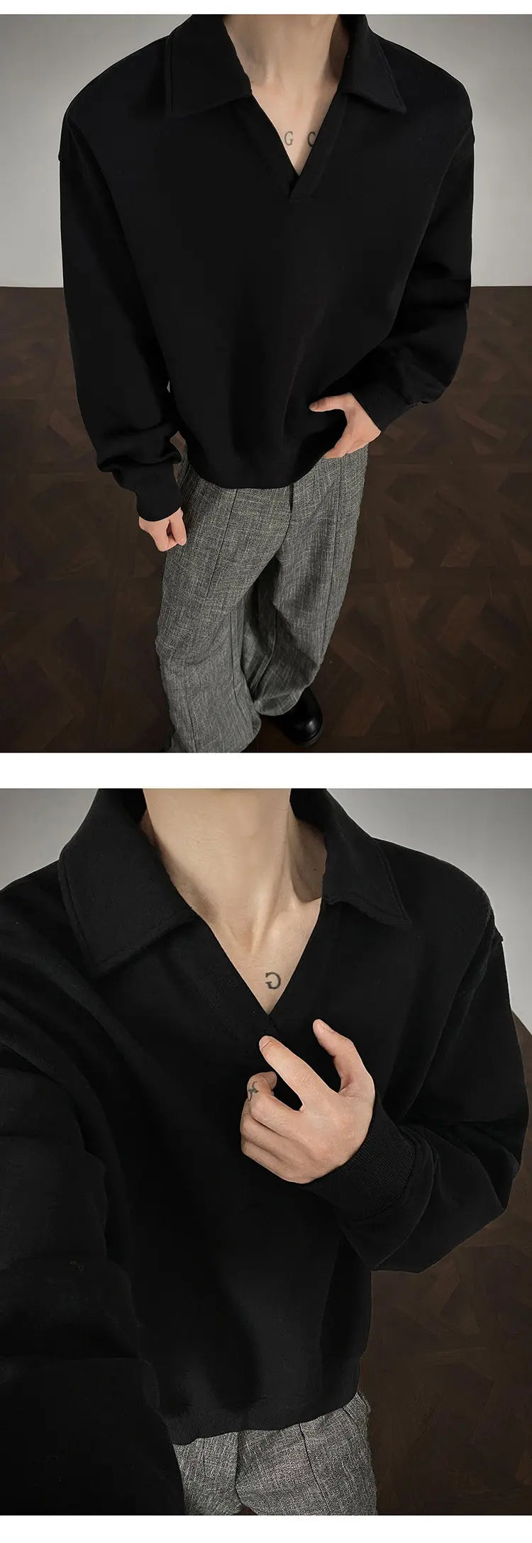 Long sleeve t Shirt men 2025 Arrival Men Polo Shirt Solid Color Casual Relaxed Fit Collar Tops Autumn Fall Fashion Mens Clothing voguable