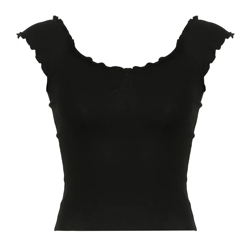 Voguable  Chic Elegant Ruched Deep V-neck Tank Top Women French Style Slim-fitting Camisole Vintage Streetwear Casual Basic Vest voguable