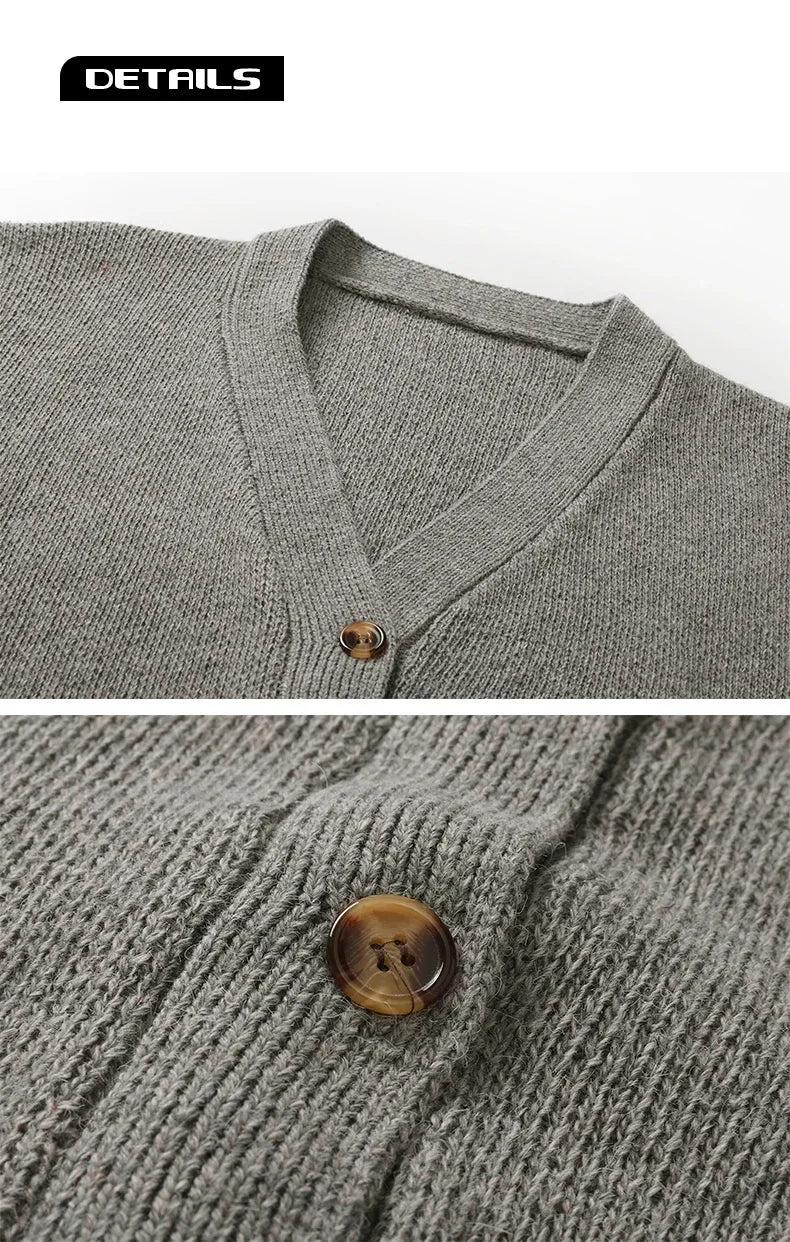 Cardigan Men Sutumn Winter Knitted Sweater Jacket Long Sleeve Casual V Neck Man Cardigans Fashion Streetwear Clothing Top voguable