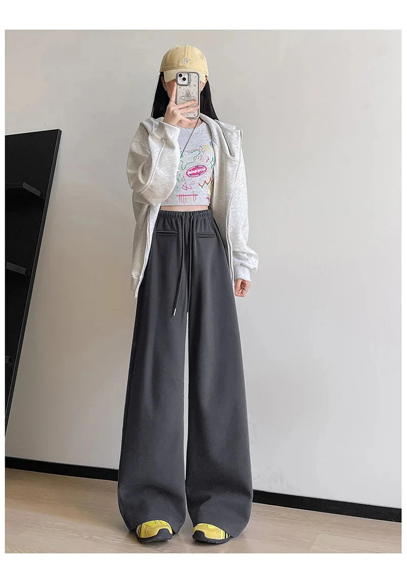 Streetwear Y2K Women Sweatpants Vintage Loose Hip Hop Design Pant Casual Fall Winter High Waist American Retro Bf Trousers voguable