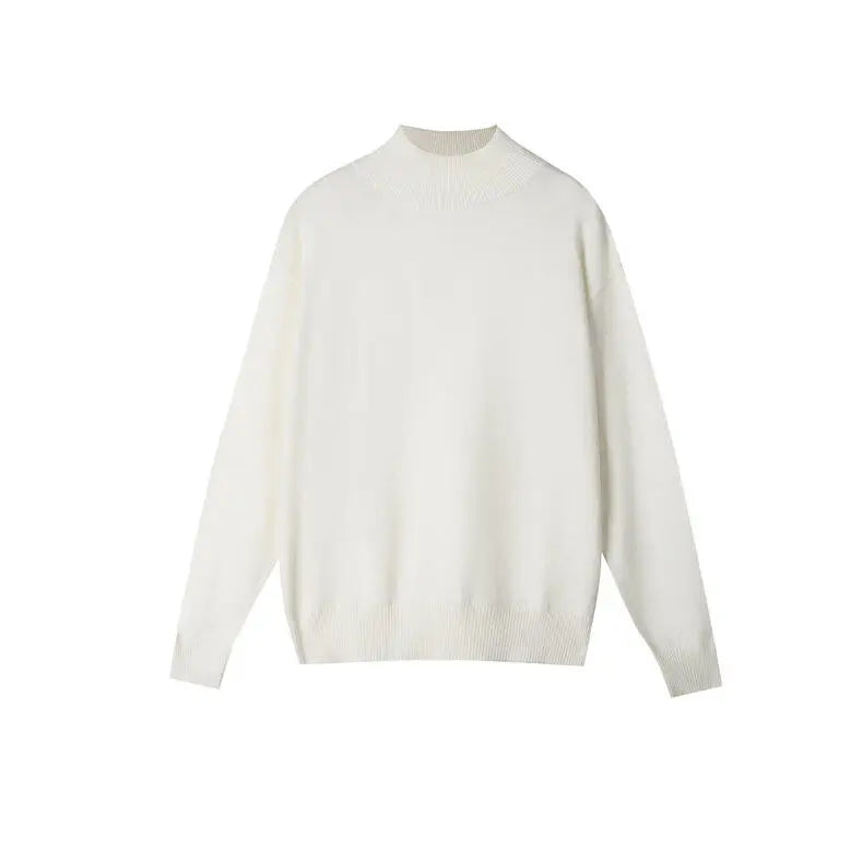Men's Light Luxury Knit Mock Neck Sweater Autumn Winter Fashion Korean Long Sleeve Streetwear Leisure All-match Knitwear voguable