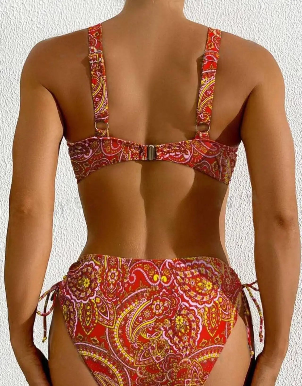 Voguable  Drawstring Bikinis Strappy Swimsuit Women Sexy Printed Swimwear Female Bathers Swimming Bathing Swimming Swim Suit voguable
