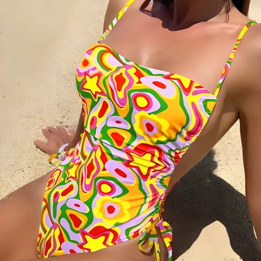 Voguable  Floral String One Piece Swimsuit Backless Sexy Swimwear Women Bathing Suit Female Swimming Summer Beachwear Bodysuit voguable