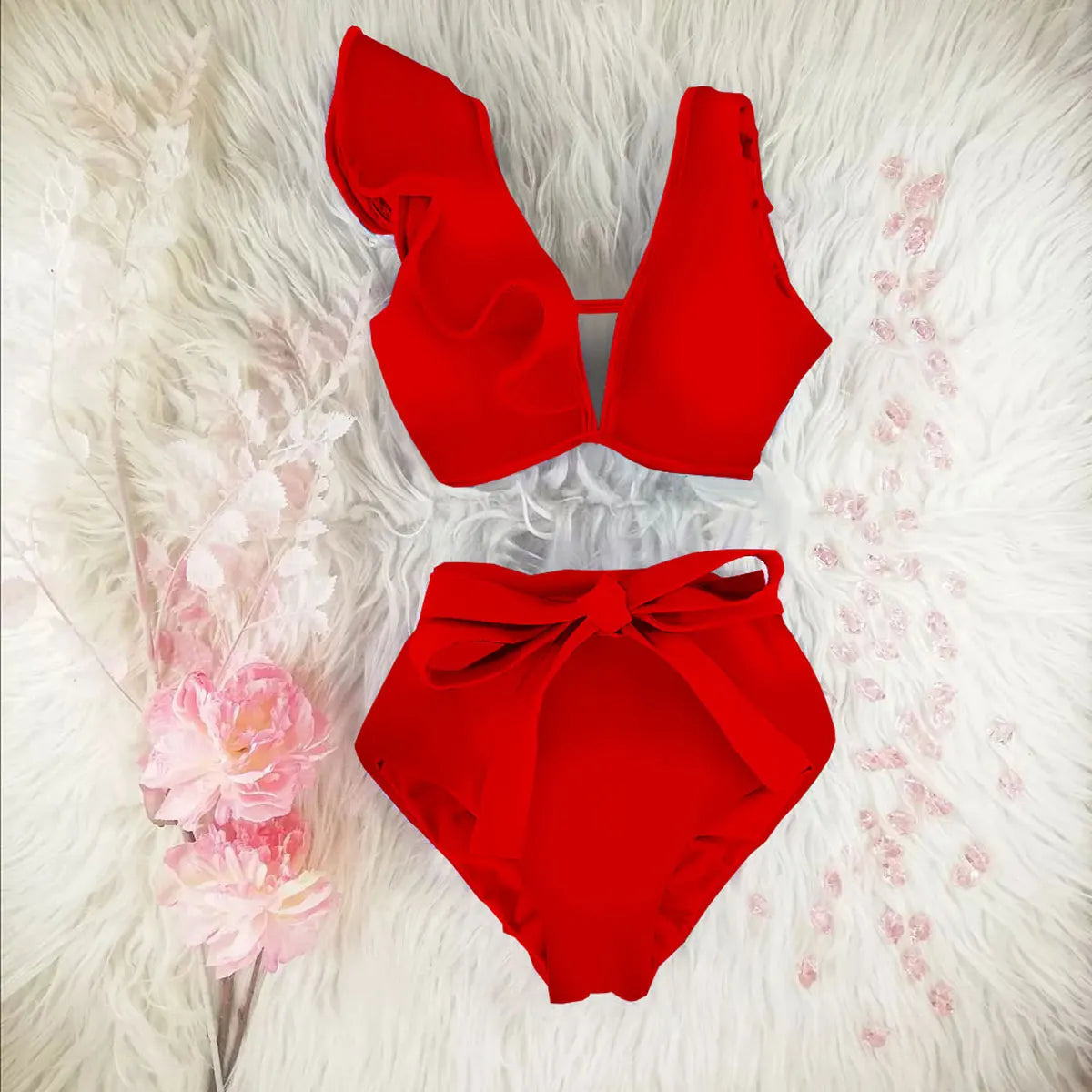 New High Waist Bikini Swimwear Women Swimsuit Push Up Bikinis Women Bathing Suit Biquini Ruffle Bikini Summer Beach Wear voguable