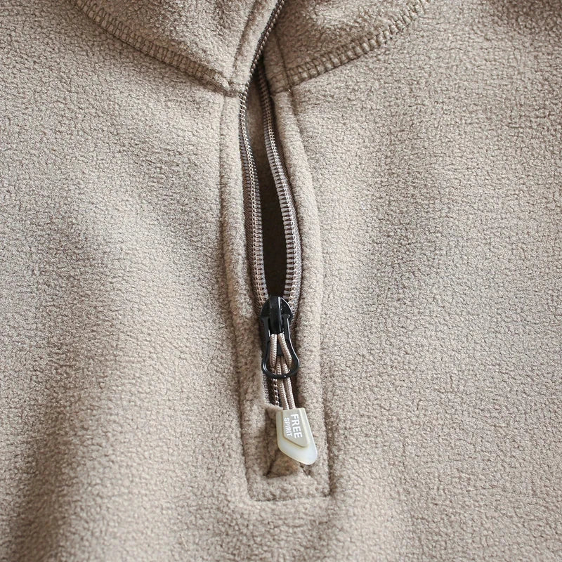 Heat Storage Double-sided Fleece Pullover Autumn Winter Outdoor Windproof Warm Semi-zipper Stand Collar Casual Sweatshirt Jacket voguable