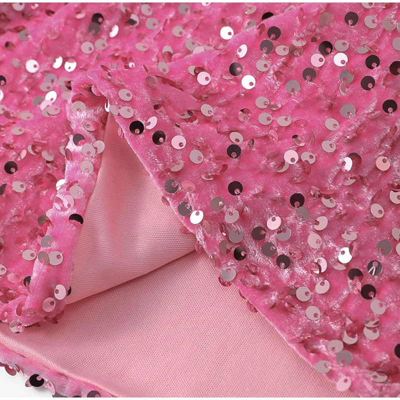 Fashion Shining Sequin Mini Dress For Women Long Sleeve Bowknot Chic Short Dresses Female Elegant Holiday Evening Party Looks voguable
