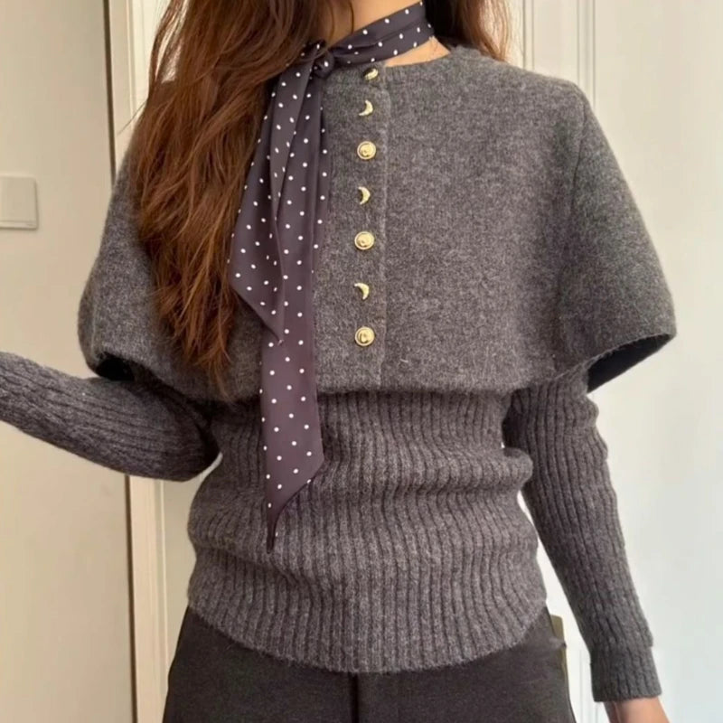 Korean Fashion Y2k Crop Tops Women cape sweater 2000s Vintage Lace-up T-shirts Outwear Chic long Sleeve Subculture Harajuku Tees voguable