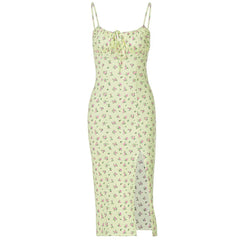 Voguable  Europe and America summer hot goods new women's dress with halter floral split dress  on behalf of voguable