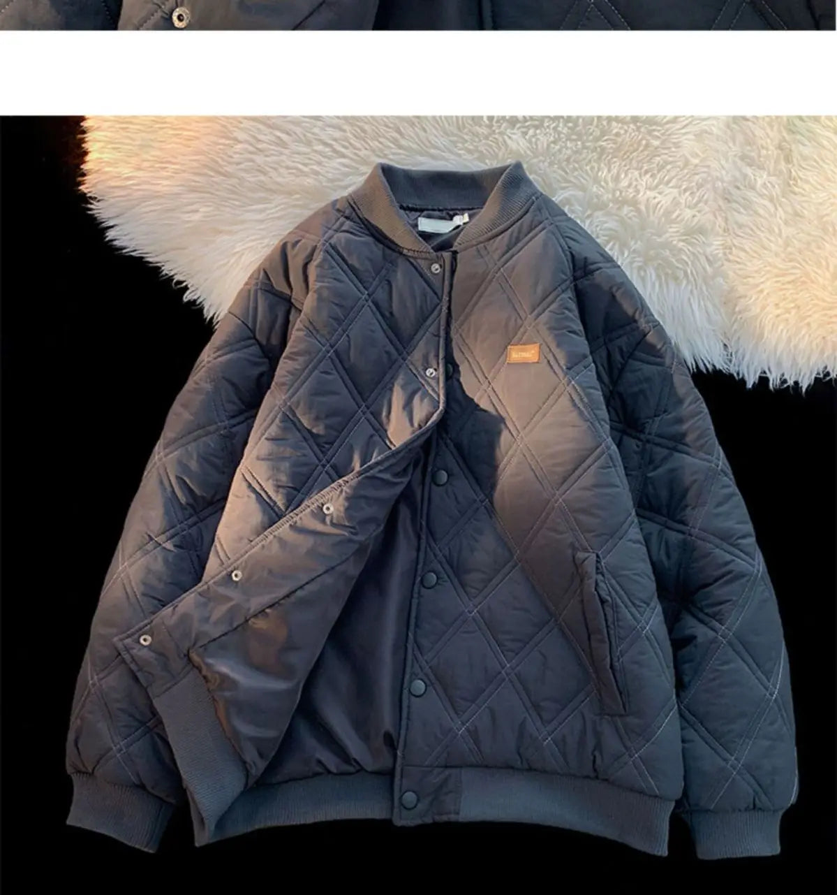 Winter Men's Jacket Stand Collar Thicken Button Windproof Baseball Jackets Casual Solid Warm Couples High Street Padded Clothes voguable