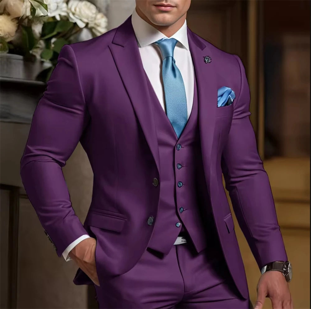 Voguable  Elegant Suit for Best Man Tailor Made Formal Men's Suit 3 Piece Blazer Vest Pant Suits Wedding Tuxedo Groom Custom Outfit Party voguable
