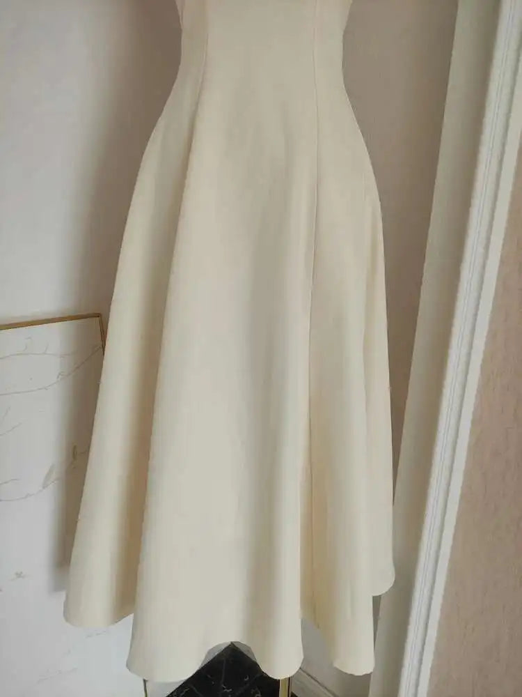 Solid Folds Design Dresses For Women Short Sleeve High Waist V Neck Elegant Long Dress Female Autumn 2025 New voguable