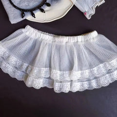 Voguable  Korea Minority Personalized Lace Cake Skirt Fart Curtain Ballet Mesh Pleated Faldas New High Waist Small Fellow Skirts voguable
