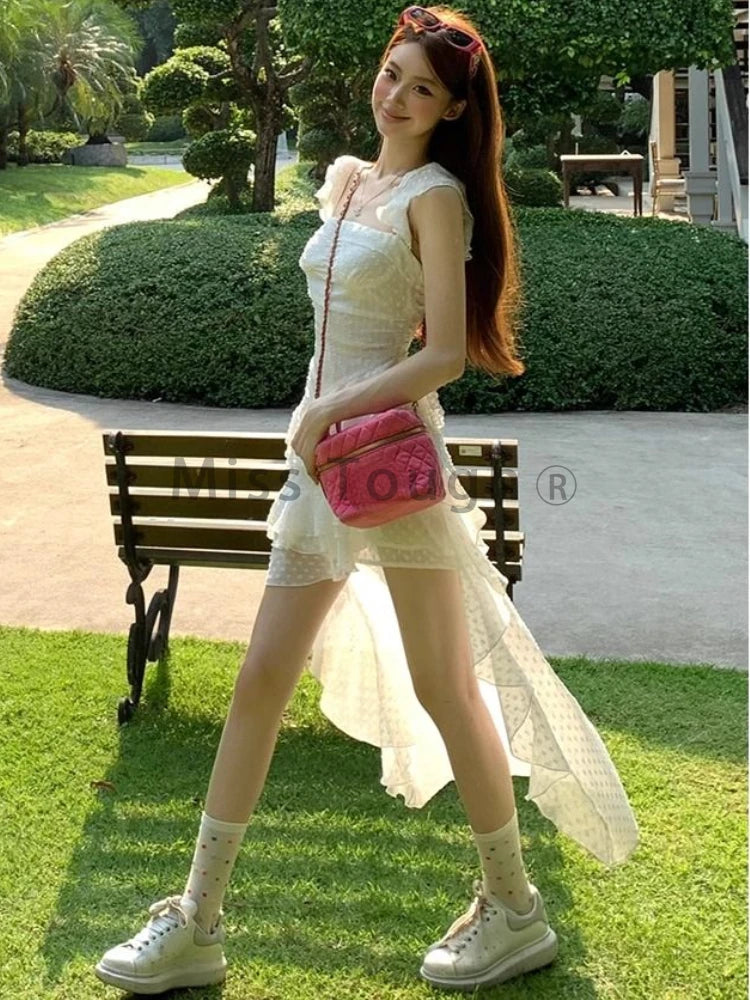 Voguable Summer Sexy Y2k Vintage Mini Dress Women Irregular Korean Fashion Casual One Piece Dress Female Tierred Elegant Chic Clothes New voguable