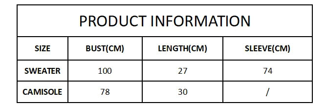 Voguable 2024 Summer New Korean Hollow Sexy Backless Lace-up Solid Color Long-sleeved Sweater Women + Basic Camisole Two-piece Suit voguable