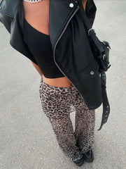Mesh Leopard Print Trousers Woman Fashion High Waist Print Wide Leg Pants Female Elegant Printed Long Pants Bottoms voguable