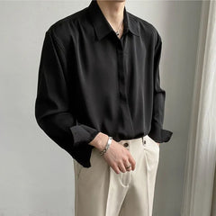 2024 Luxury Spring Clothing Men's Casual Turn Down Collar Texture Shirts Vintage Buttons Solid Color Long Sleeve Leisure Clothes voguable