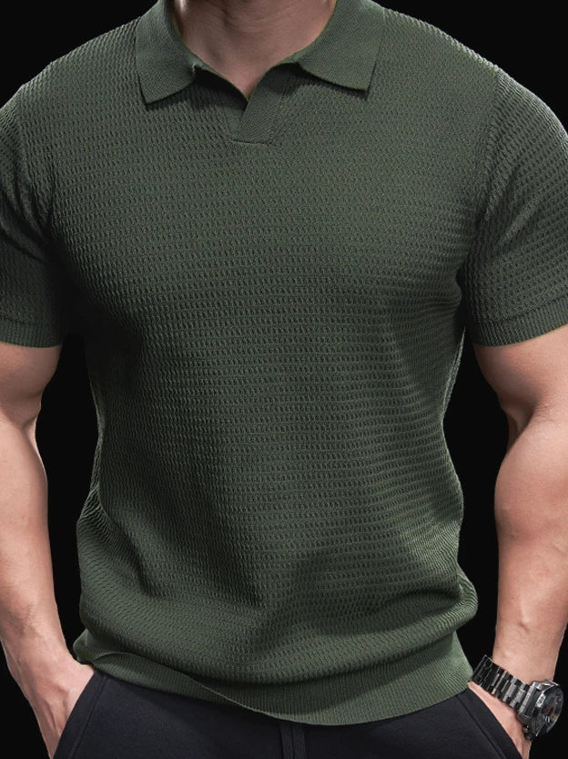 Voguable  Slim Fit ort Sve  irt Knitted Ice Silk Texture Cotton Youth Faion Summer Breathable Comfortable Mens T-irt voguable