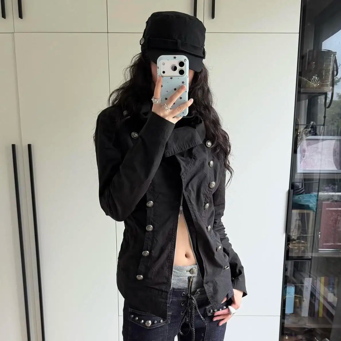 Voguable  American Vintage Jacket Casual Women Long Sleeve Sweatshirt Vintage Jacket Y2K Gothic Punk Style Coat Fit Autumn Female Clothing voguable
