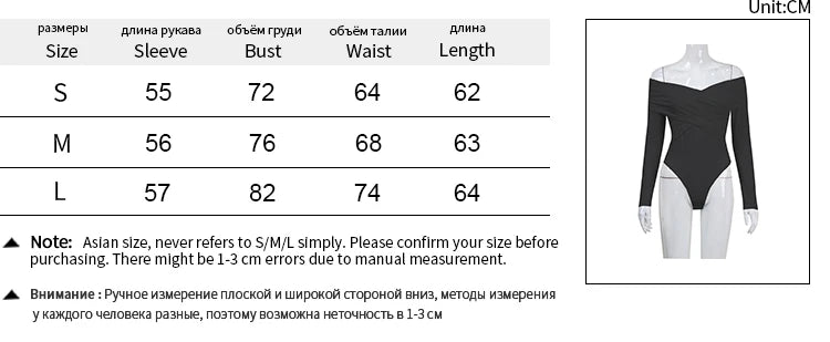 Red Sexy Off Shoulder Women's Bodysuits Fashion Crossed Folds Skinny Rompers Long Sleeve Fashion Streetwear Autumn Bodysuits New voguable