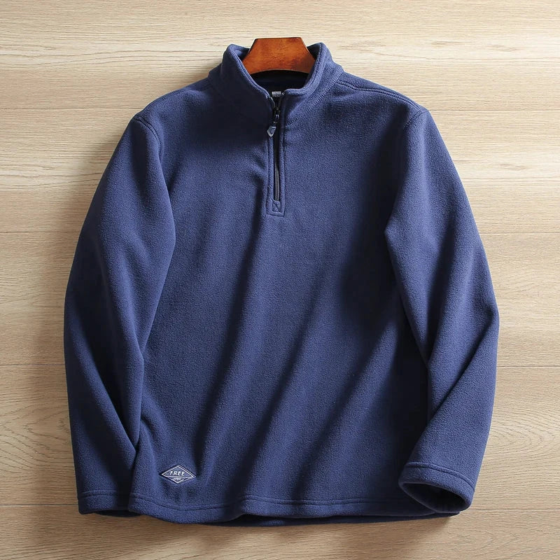 Heat Storage Double-sided Fleece Pullover Autumn Winter Outdoor Windproof Warm Semi-zipper Stand Collar Casual Sweatshirt Jacket voguable
