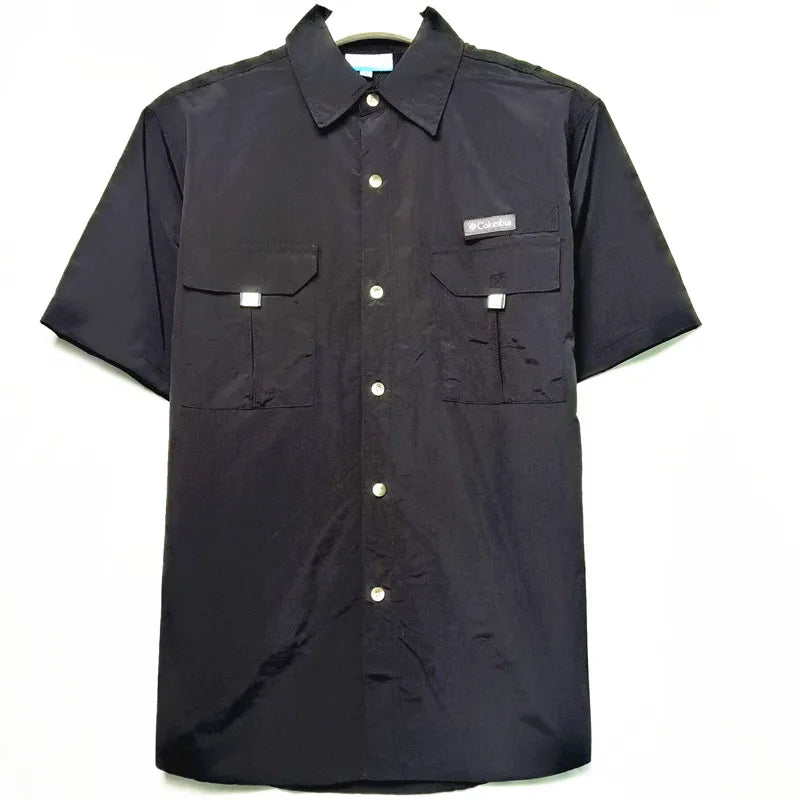 Camisa para hombres 2024 Spring/Summer New Long sleeved Short sleeved Classic Polo Collar Shirt Top Pocket Men's Casual Shirt voguable