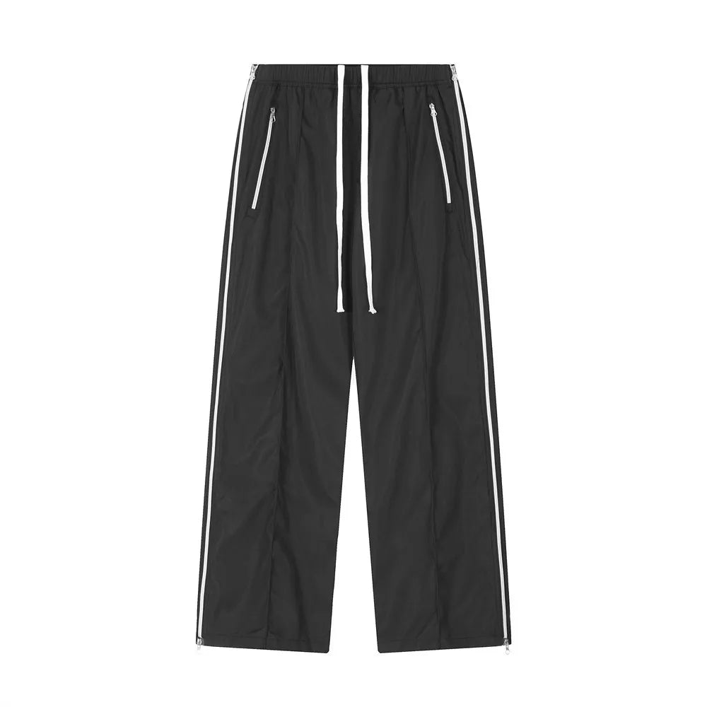 Voguable  Y2K Wide Leg Pants with Side Zips Men Sweatpants Male Loose Casual Sport Red Black Trousers Zipper Split Streetwear voguable