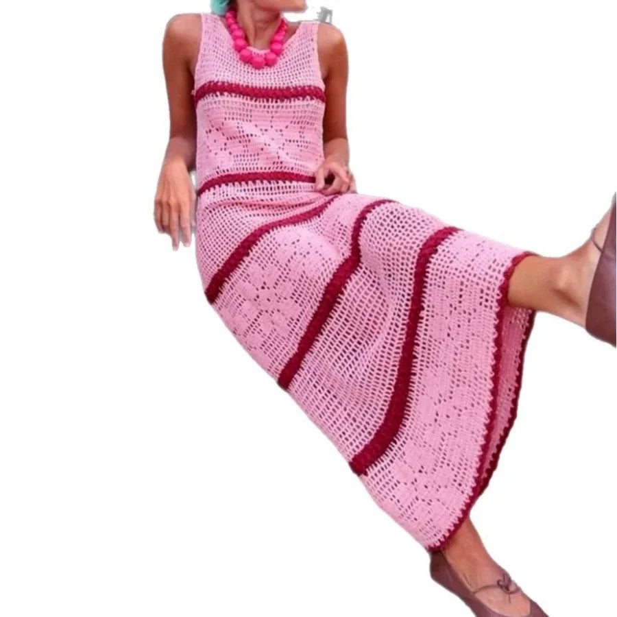 Voguable  European and American  source manufacturers knitted sweaters contrasting vests hollow dress spring and summer voguable