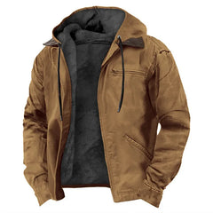 Winter New Men Casual Jackets Hooded Zipper Pocket Fashion Solid Color Fleece Warm Outerwear Male Outdoor Hooded Hoodie Coats voguable