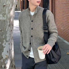 Japanese Vintage Cardigan Coats Light Luxury Knitted Lapel Long Sleeve Men Sweater Jacket Leisure Premium Quality Knitwear M-3XL voguable