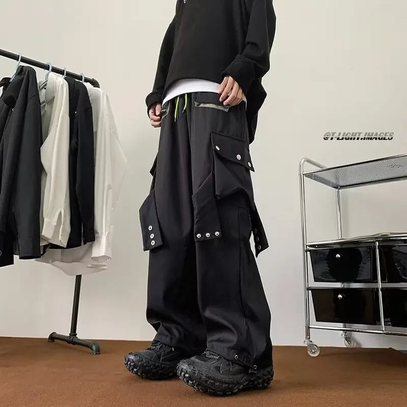Fashionable Trendy Artistic Solid Color Straight-leg Casual Pants Loose Hip Hop Style For Men Spring Autumn Youth Trend voguable