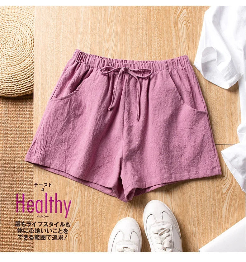 Casual Linen Shorts Women Gym Workout Shorts Cotton Short Pants High Waisted Black Ladies Short Femme Women Shorts Sport Femme voguable