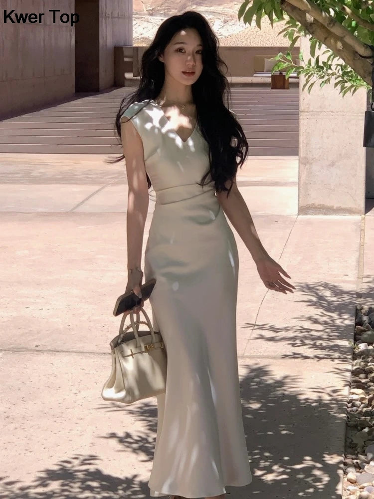 Summer Fashion Elegant Women Sleeveless Solid Chic Bodycon Birthday Vestidos Female Vintage Clothes New voguable