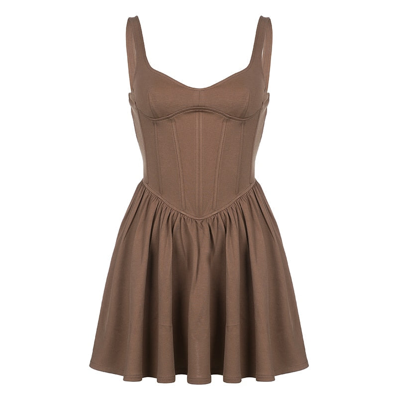 Brown Stitching Corset Birthday Party Dress mysite