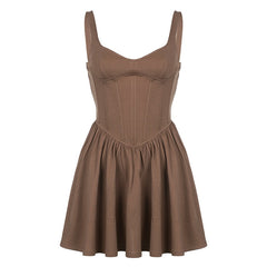 Brown Stitching Corset Birthday Party Dress mysite