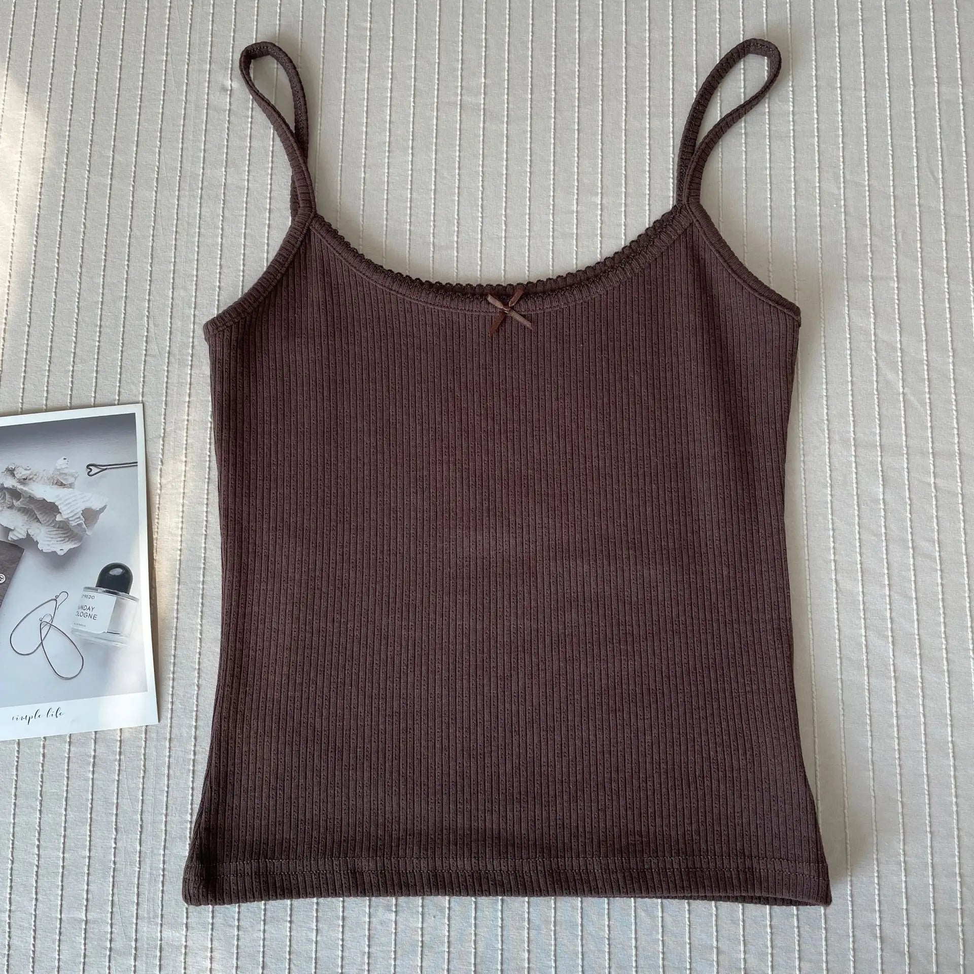 Floral Eyelet Bow Cotton Crop Tops Summer Lace Trim Sleeveless Slim Tank Top Women Preppy Style Sweet Camisole Y2k Clothes voguable