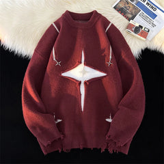 Men Sweater Streetwear New Retro Hole Fringed Loose Versatile Long Sleeve Pullover gotmes-shop