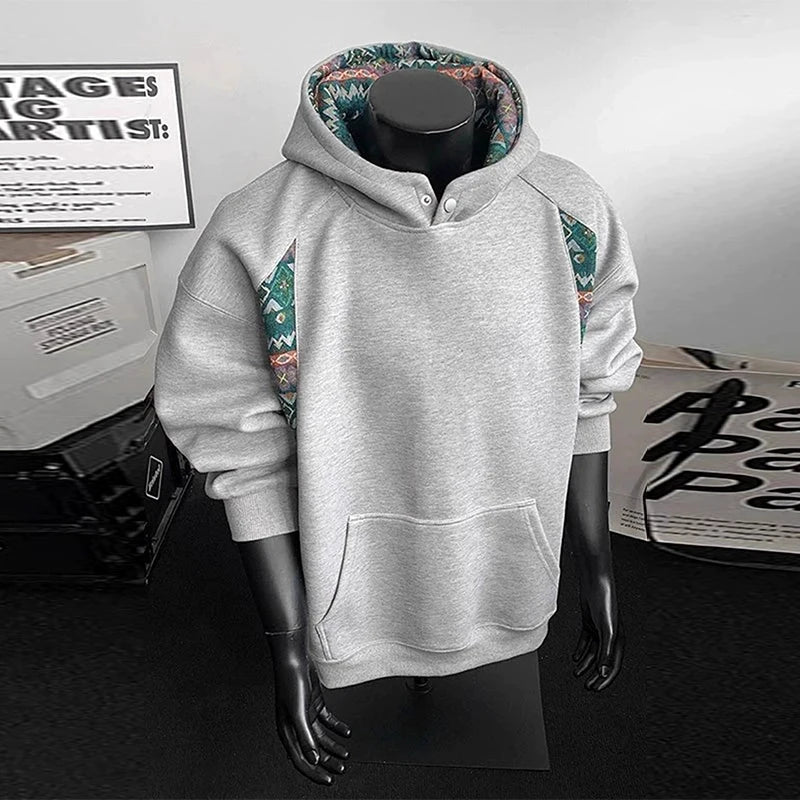 New American Retro Men's Hooded Sweatshirt Casual Harajuku Navy Patchwork Long Sleeve Pullover Autumn High Quality Hoodies M-3XL voguable