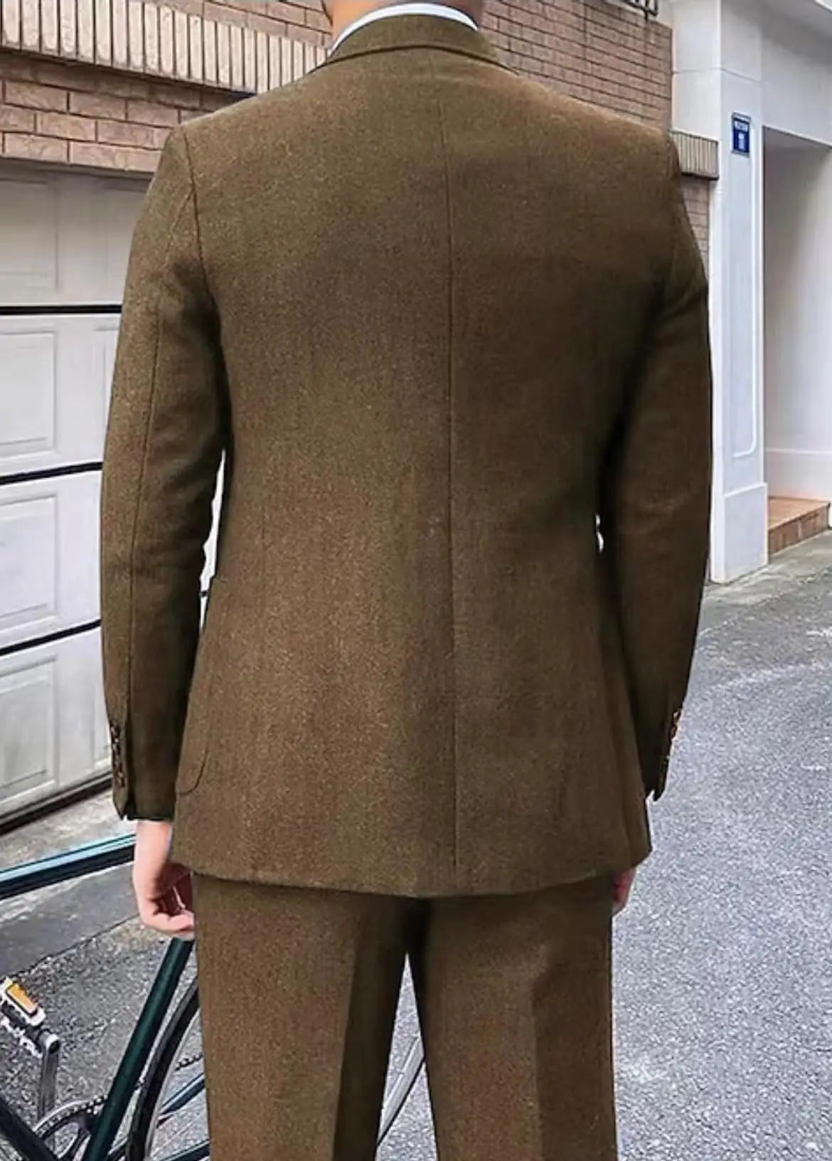 Voguable  Retro Tweed Herringbone Suit Men's  Slim Fit Single-breasted 3 Pieces Mens Suit Groom Dress Tuxedos Prom Suit Jacket Vest Pants voguable