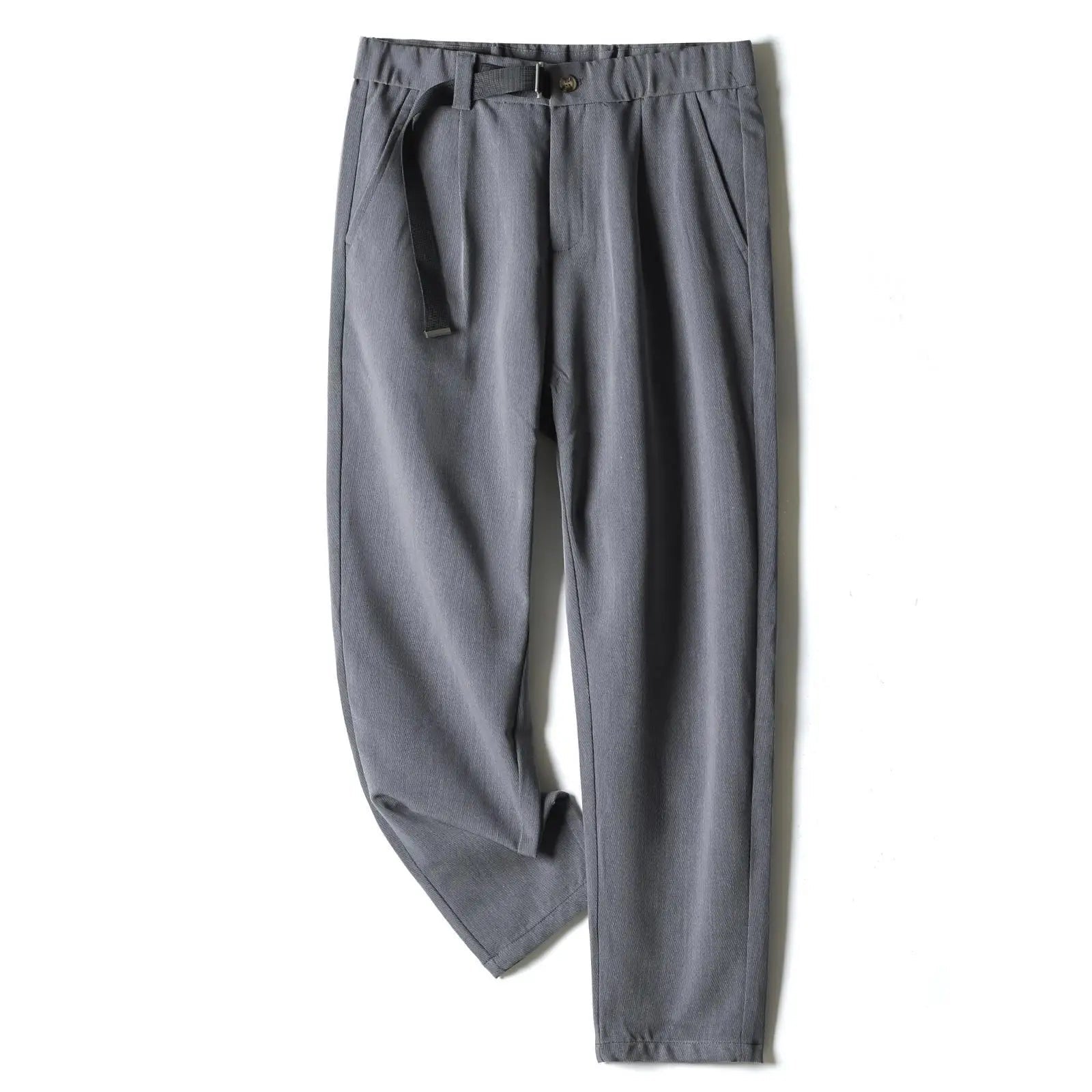 White Stretch Casual Ankle Pants Silhouette Men's Elegant Suit Pants Summer Korean Straight Loose Men's Smart Casual Trousers voguable