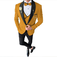 Voguable  New Solid Suits for Men Slim Fit Groom Wedding Suits Tuxedo Best Man Blazer Vest Pants 3 Pieces Fashion Marriage voguable