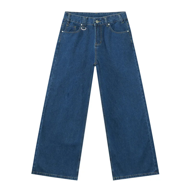 Vintage Camouflage Men's Jeans Fashion Washed Casual Wide Leg Denim Pants Autumn Winter Loose Male Trousers Old Blue 9C354 voguable