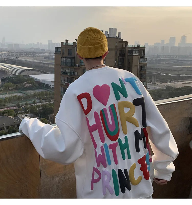 Colorful Foaming Printing Sweatshirt For Men Loose Fashion Korean Clothing Hip Hop Streetwear Autumn Male Hoodie voguable