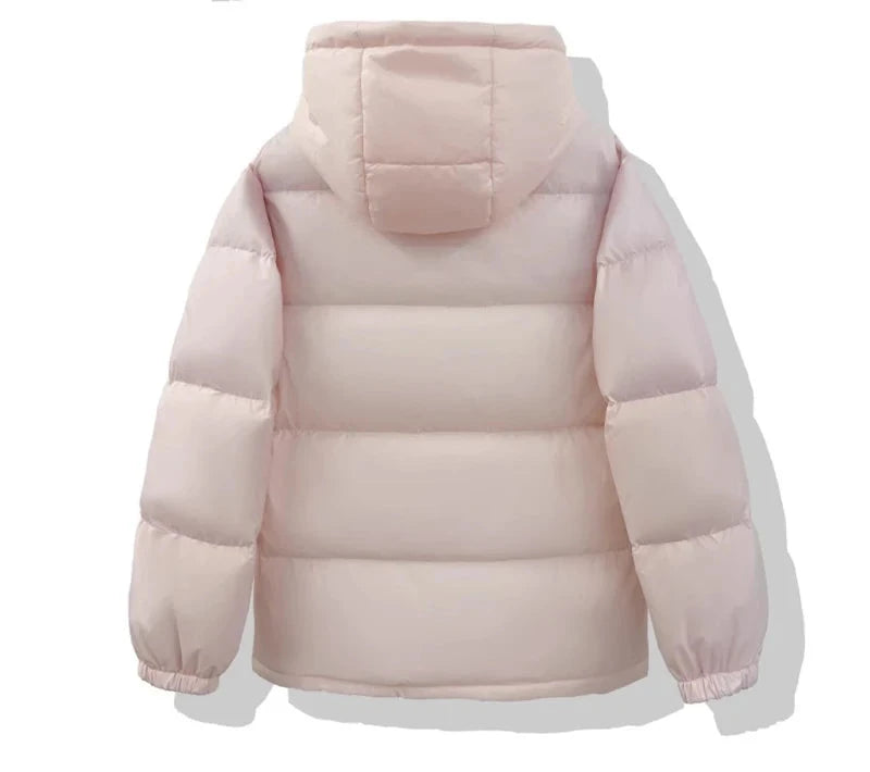 Zoki Winter Cute Pink Puffy Parkas Women Warm Thick Long Sleeve Sweet Cotton Coat Casual Stand Collar Preppy Style Korean Jacket voguable