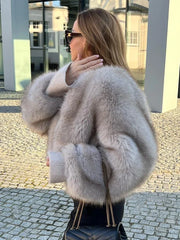 Fashion Fluffy Faux Fur Coat For Women Winter Elegant Loose Long Sleeve Jacket Female Luxury Thick Lady High Street Outerwear voguable