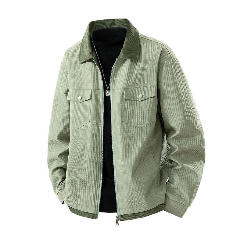Simple and Premium Jackets Men's Lapel Jacket Men's Korean Version Solid Color Loose Casual Versatile Commuting Men's Jacket voguable