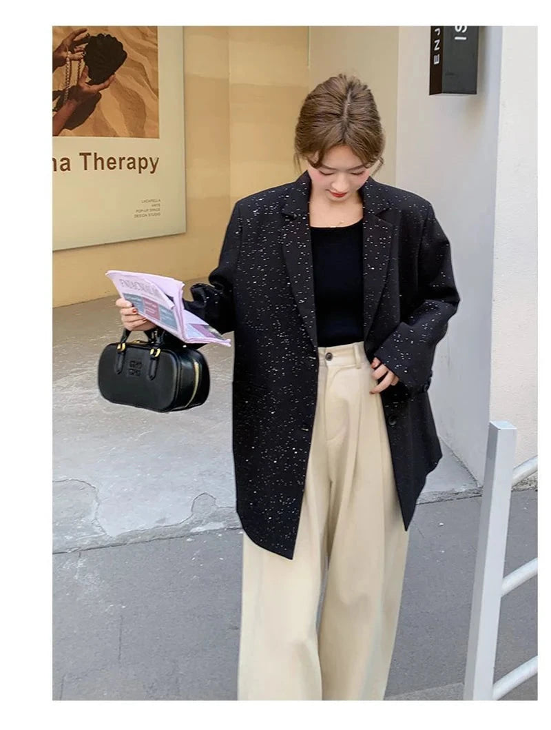 Elegant Black Blazer Women Fashion Sweet Long Sleeve Design Suit Coat Korean Casual Chic Female Fall Winter Sweet Jacket voguable