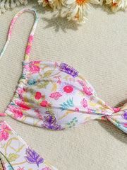 Voguable  Fashion Floral Backless Bandage Bikini Women Split Swimsuit Beach Vacation Bikini New All Season Bikinis 2 Piece Set voguable
