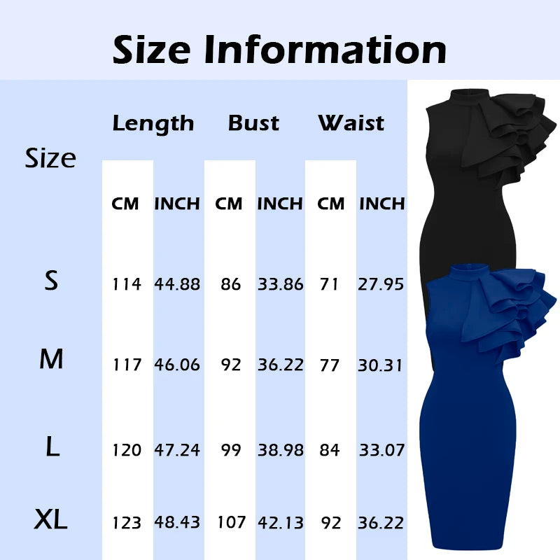 Voguable  Spring Summer Fashion Bodycon High Neck Sleeveless Dress Women's One Shoulder With Flower Ruffle Elegant Evening Party Dress voguable