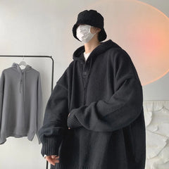 Voguable Men Pullover Hoodie Korean Style Classic Solid Color Casual Hoodies Oversized Loose Hooded Knitwear Men Knitted Pullovers voguable