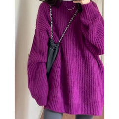 Women's Cable Knit Sweater Pullover Long Sleeve Mock Neck Jumper Top Loose-fit Slouchy Cozy Knitwear Autumn Winter Casual Outfit voguable
